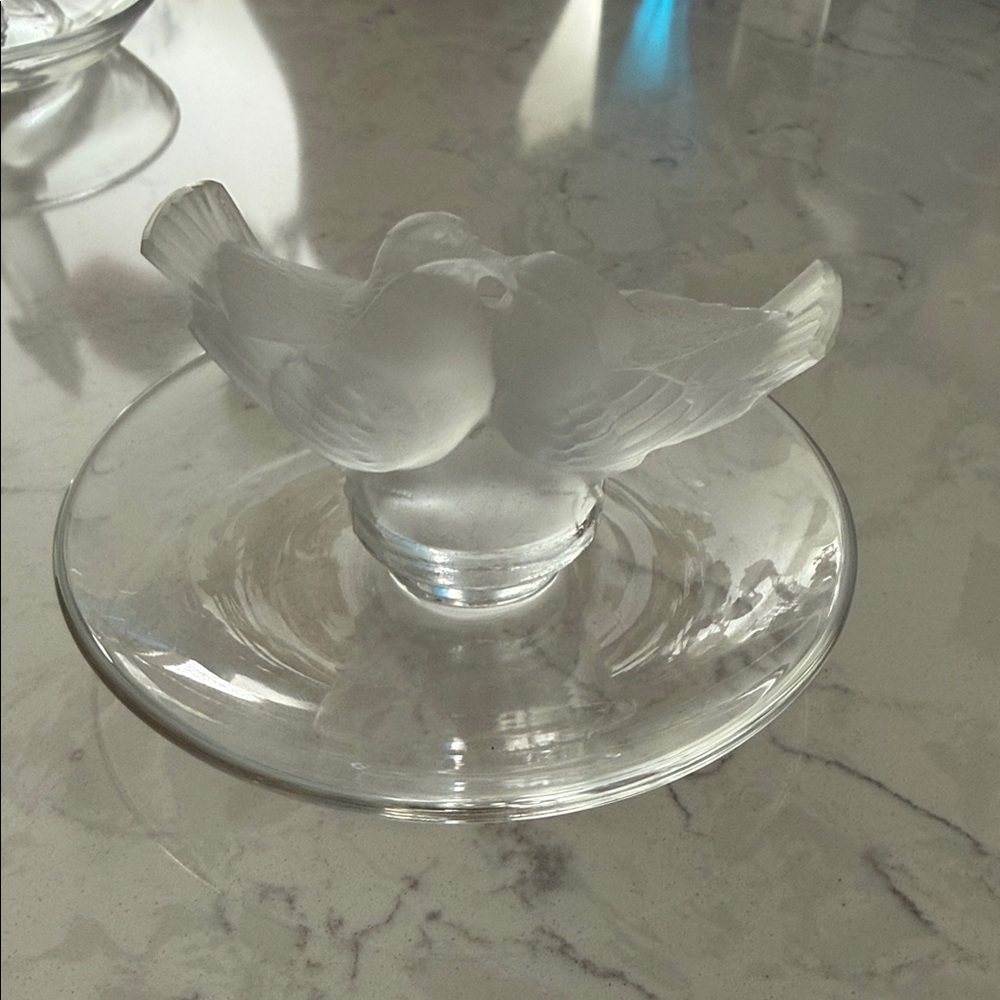 Lalique Frosted Glass Bird Dish